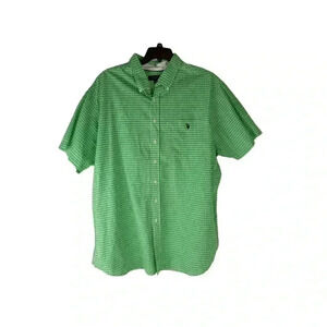 US Polo Assn Men Shirt Green Gingham Button Down Short Sleeve Pocket 2XLT